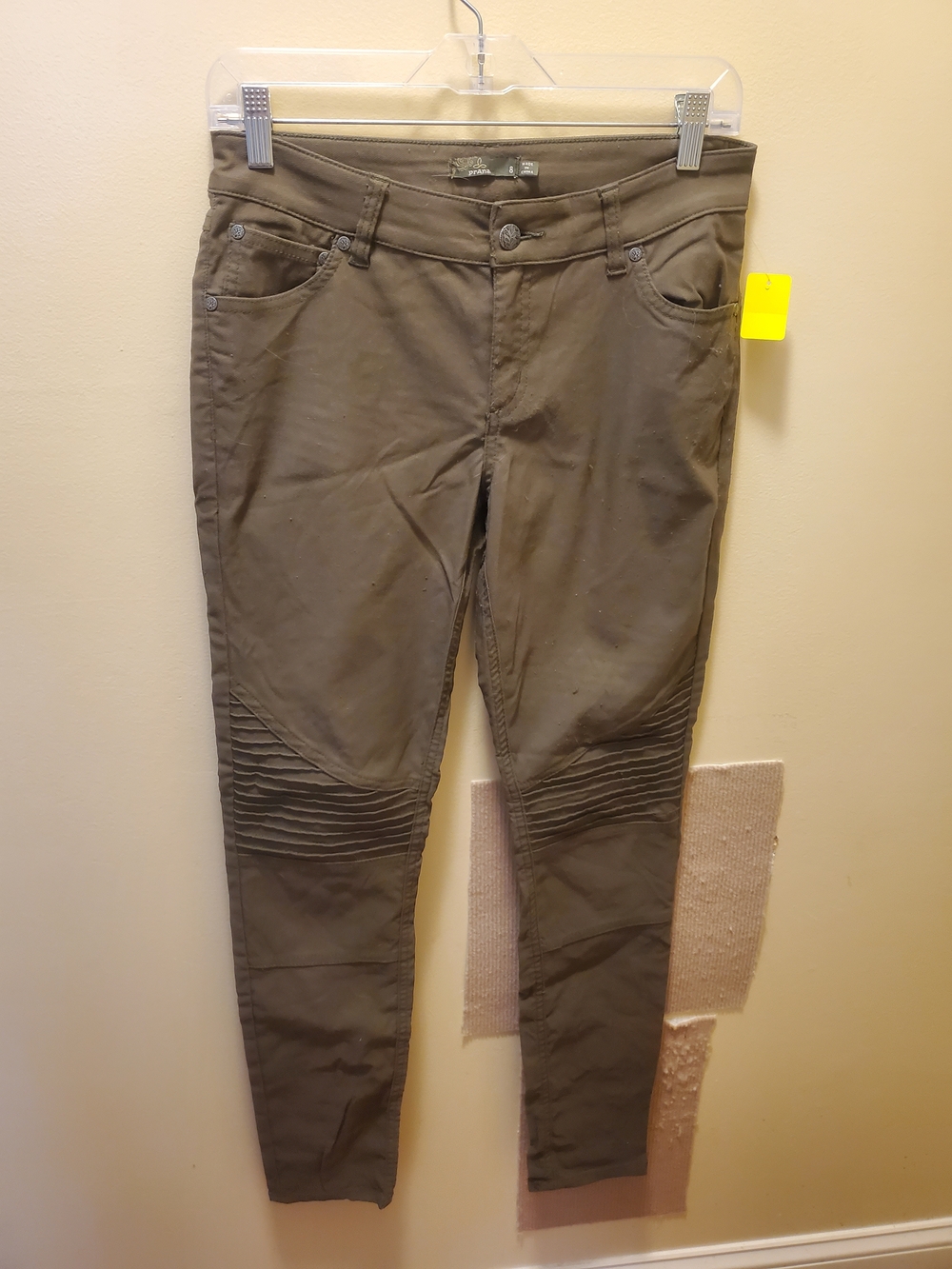 Prana Olive Green Moto-Stitch Skinny Pants